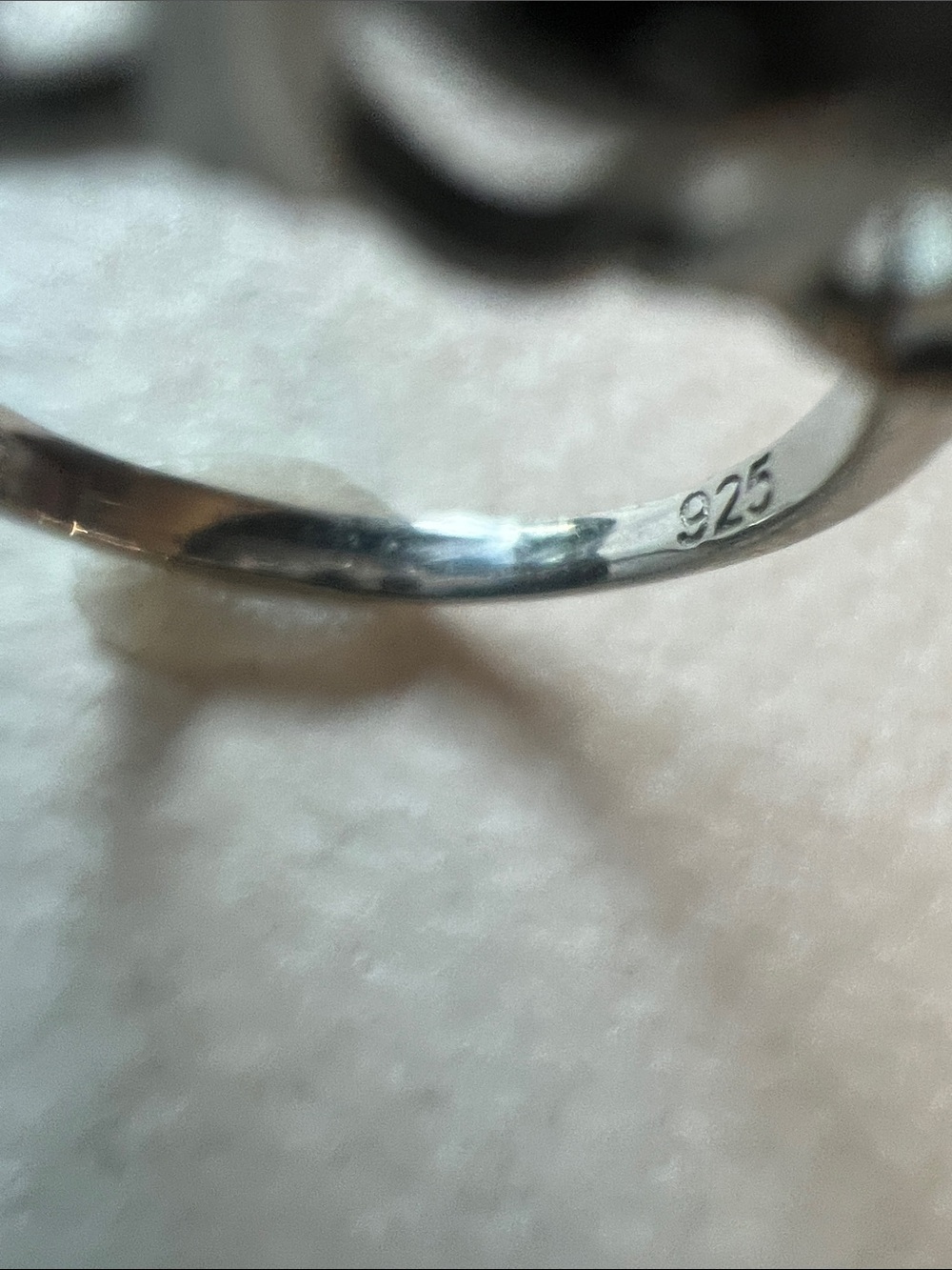 Sterling Silver Black Stone Three-Stone Ring - Picture 5 of 5